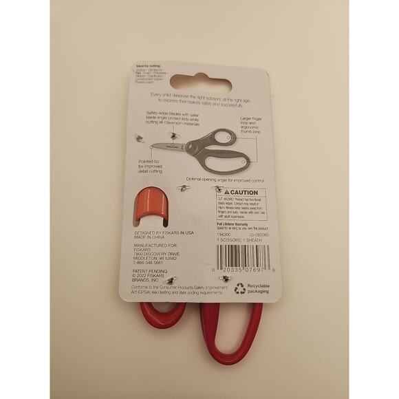 Lot of 10 Fiskars Kids Pointed 5 inches Red Scissors Safe Blades School Supply - Picture 3 of 3